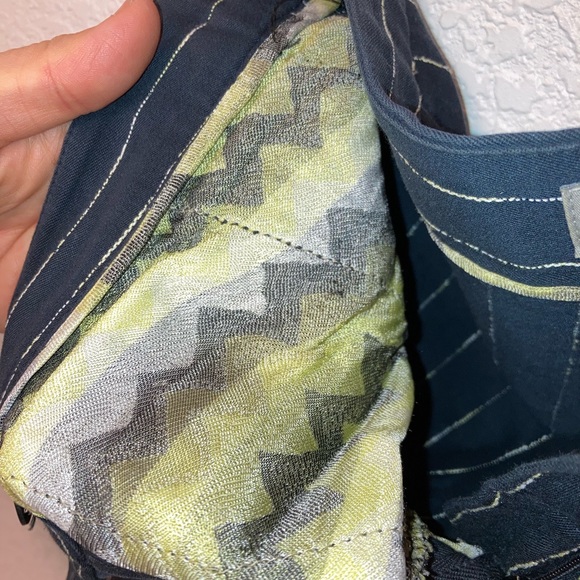 Y2K MISSONI Pinstripe Low Rise Flare Cuffed Dark Navy Trousers SZ: 6 - Picture 12 of 13